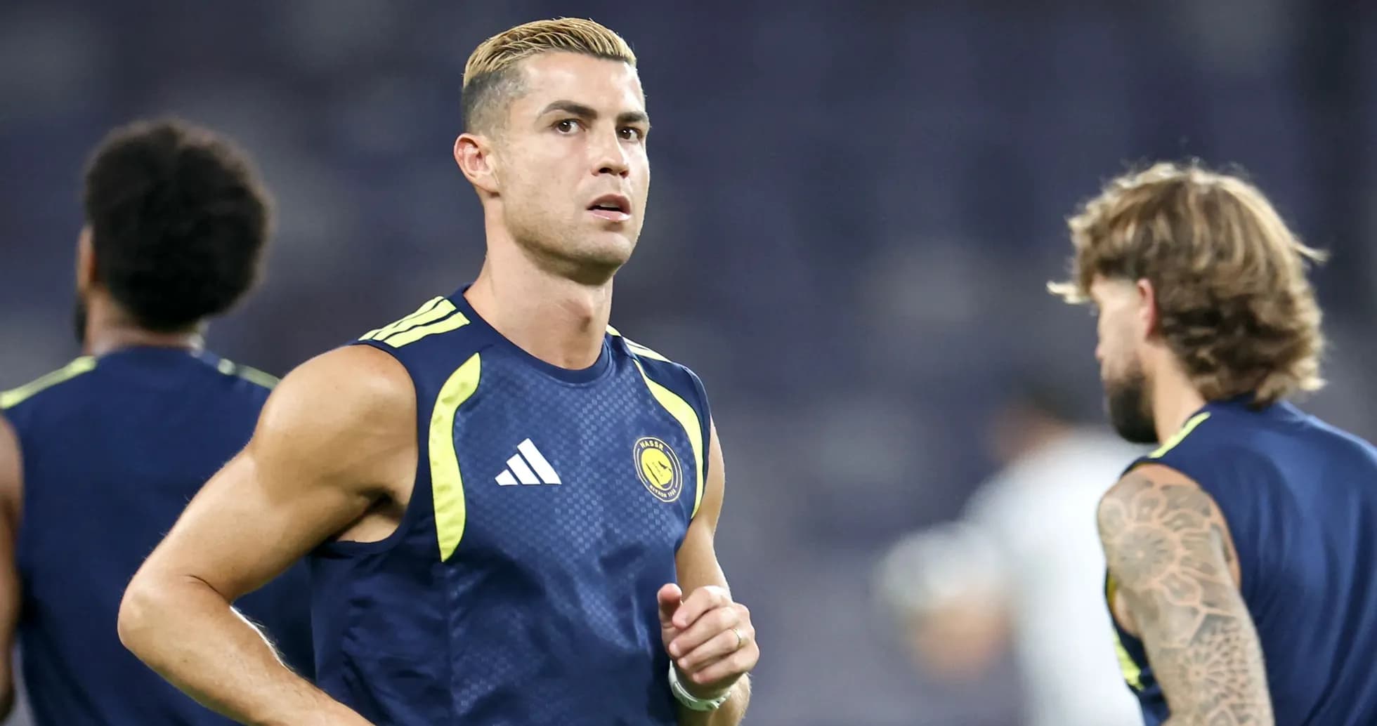 Cristiano Ronaldo training with teammates on field