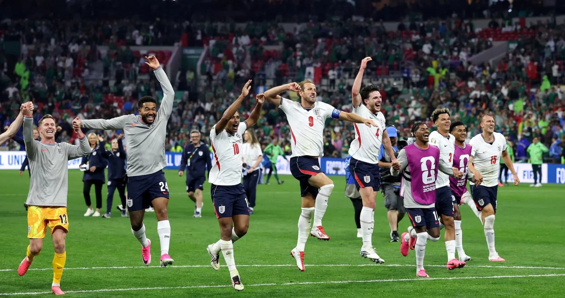 England players celebrating victory after match