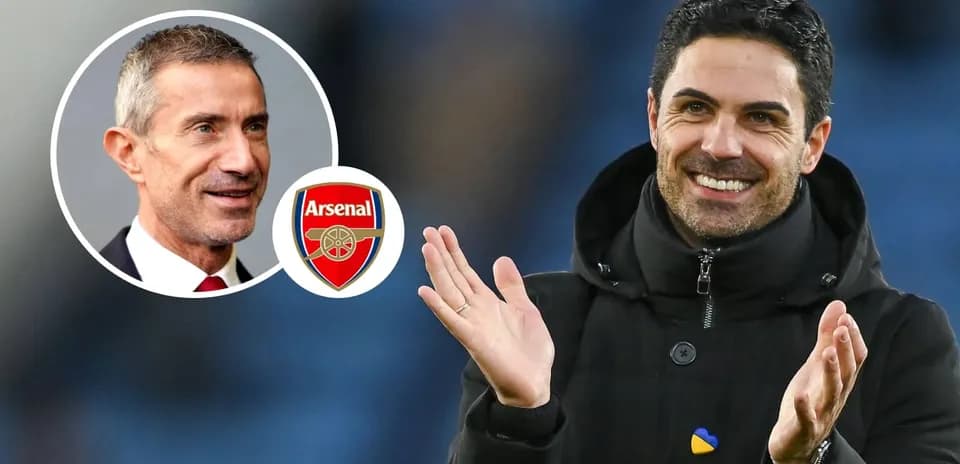 Two football coaches with Arsenal logo background