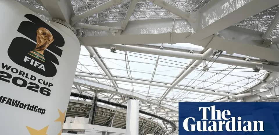FIFA World Cup 2026 logo inside stadium structure