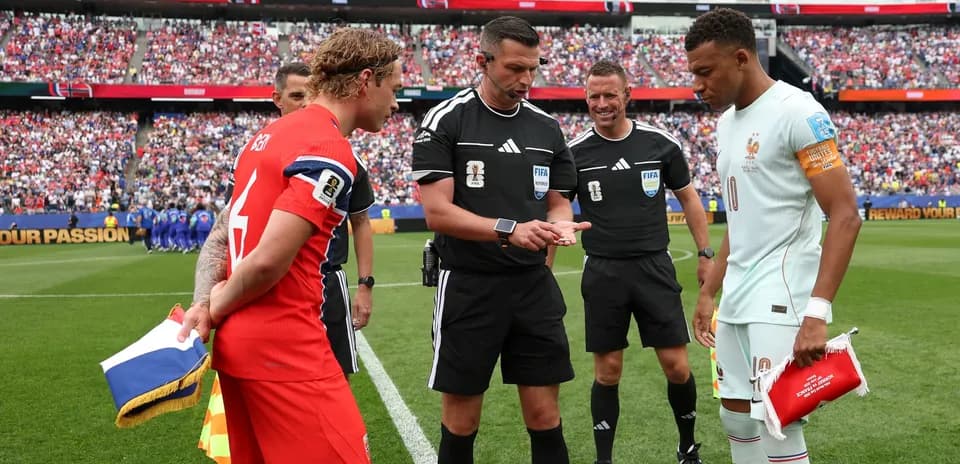 Team captains meeting with referees before match