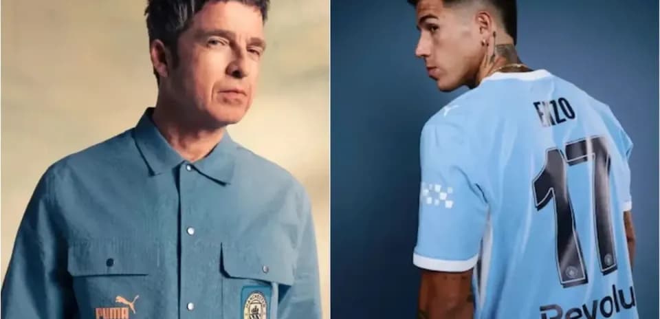 Two men in blue outfits, one in a shirt, one in a jersey