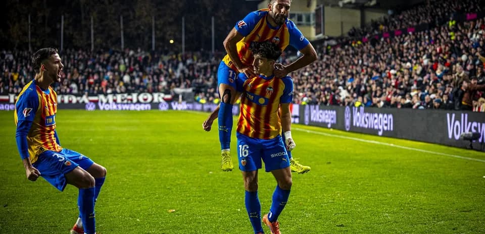 Valencia players celebrating a goal