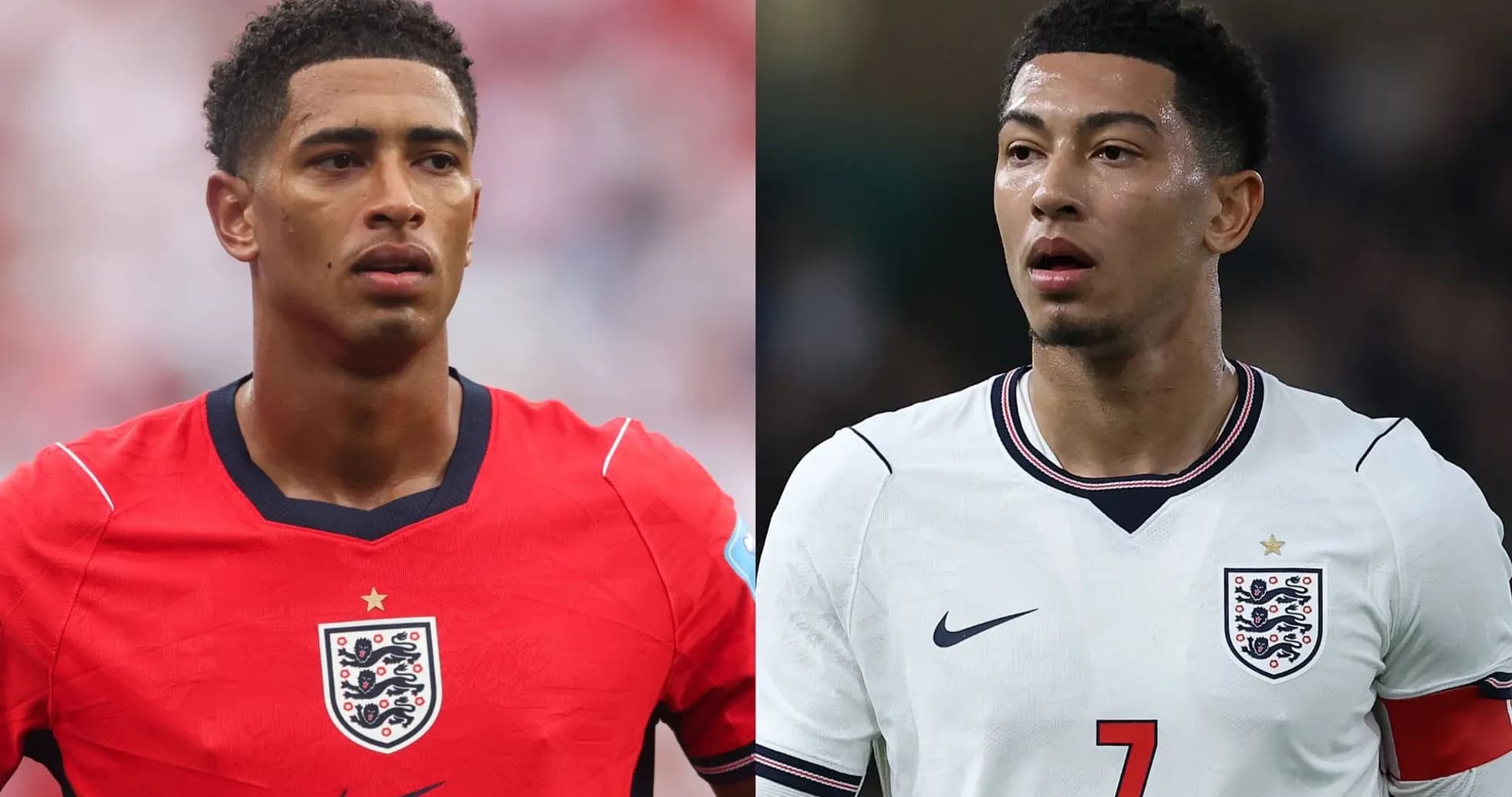 Two England players in different kits during matches