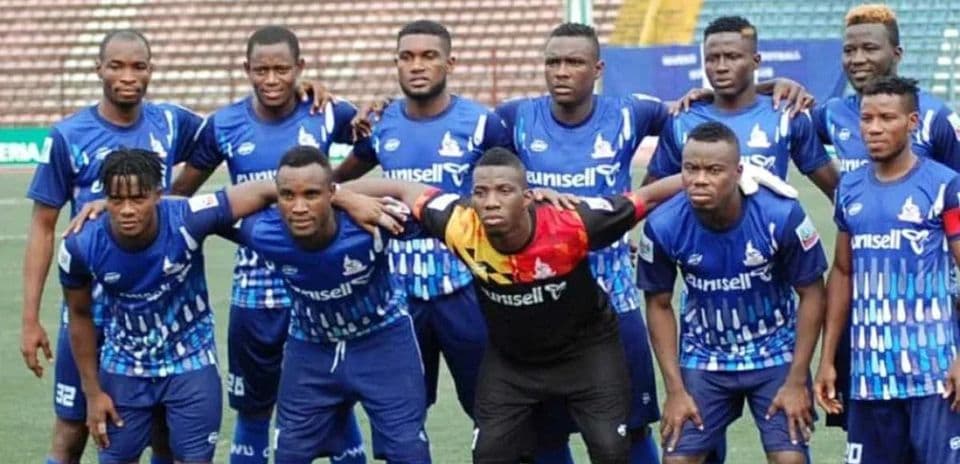 Rivers United team posing for a photo