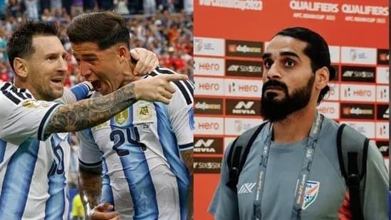 Argentinian players celebrating a goal, player in interview