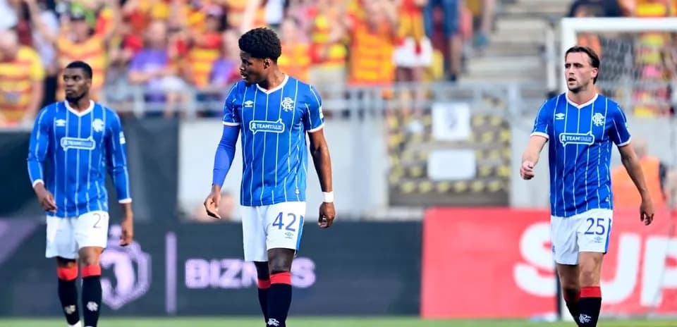 Rangers players during UEFA Europa League match