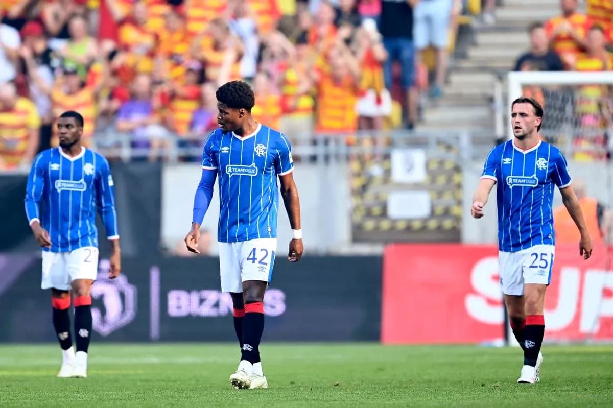 Rangers players during UEFA Europa League match