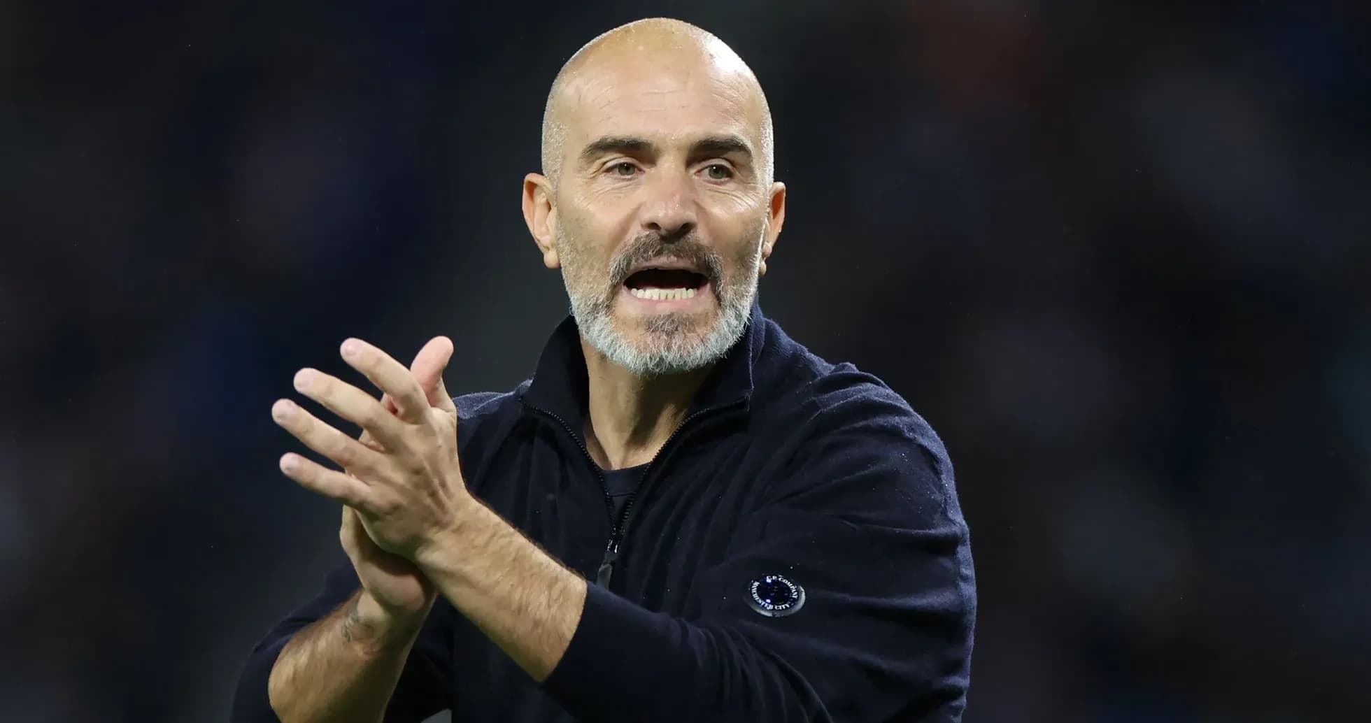 Coach gesturing and clapping during match
