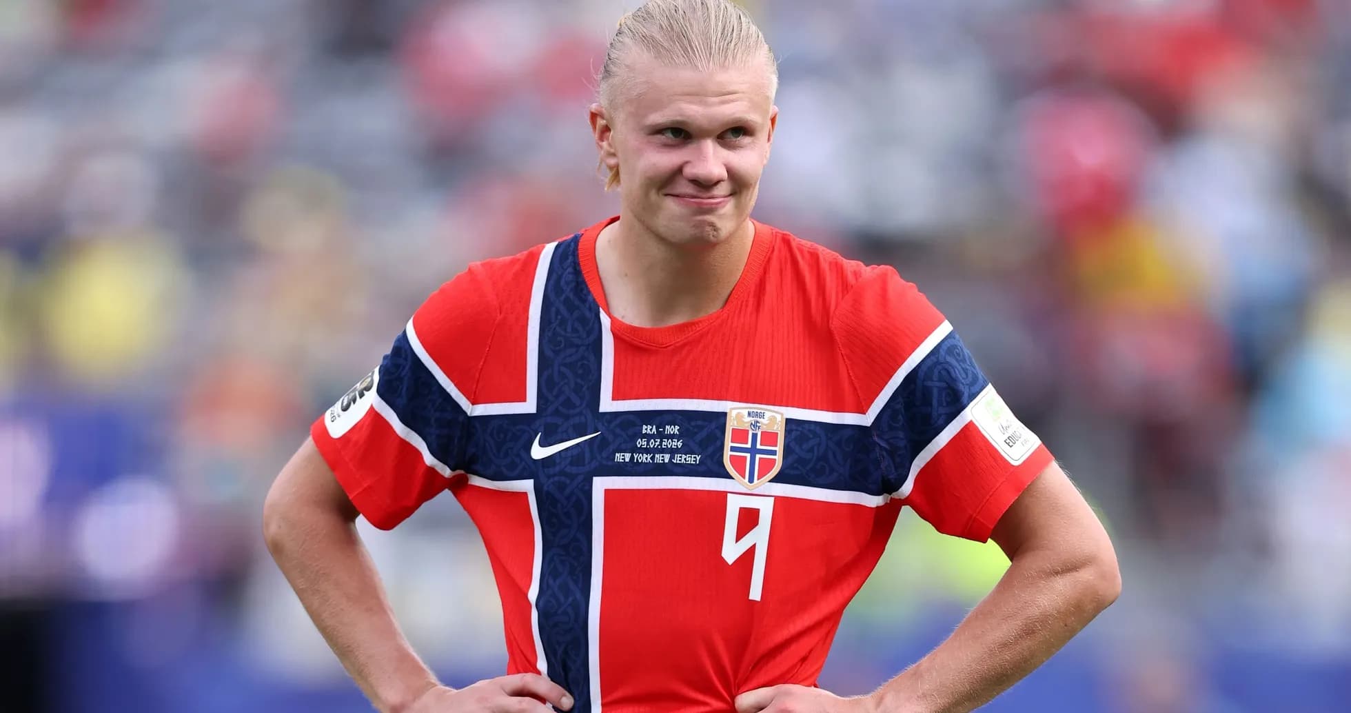 Norway player in red jersey during match