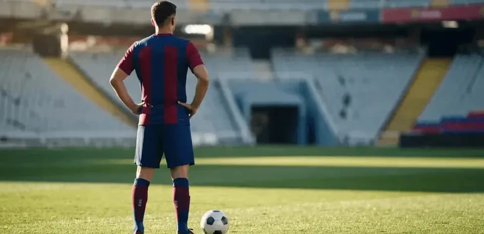 Player in Barcelona kit preparing to kick ball