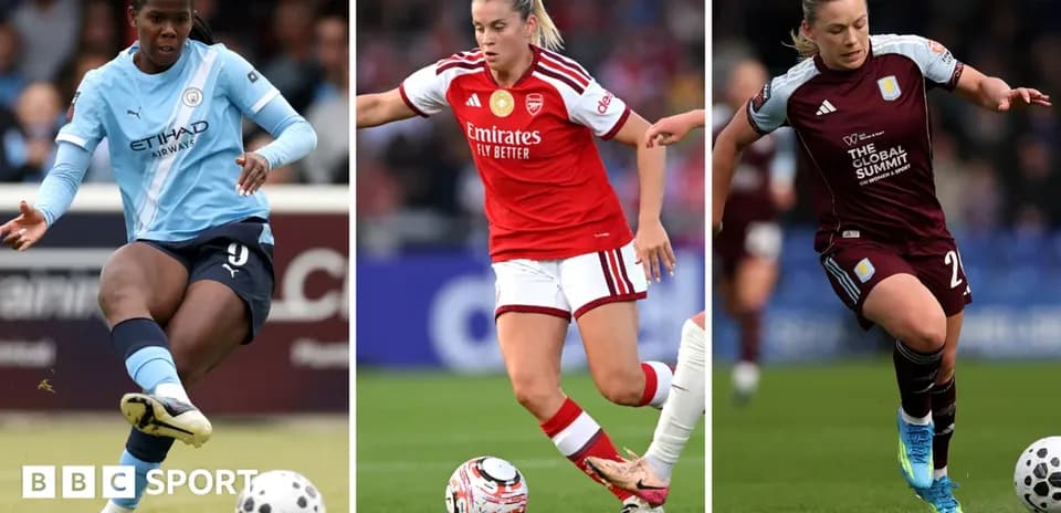 Three female football players dribbling the ball