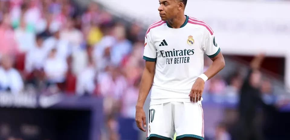Kylian Mbappé standing during match for Real Madrid