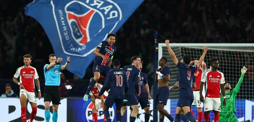 PSG players celebrating during UEFA Champions League match