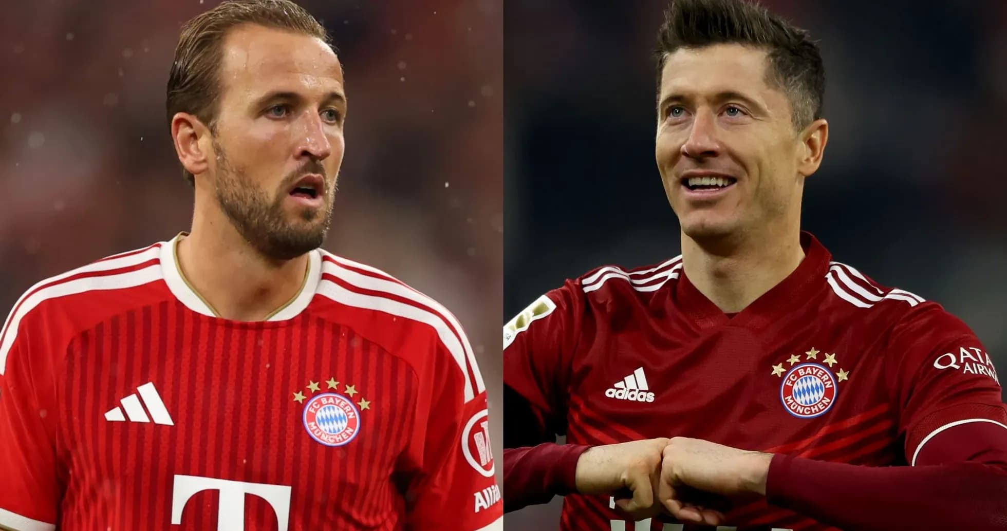 Harry Kane and Robert Lewandowski in Bayern jerseys