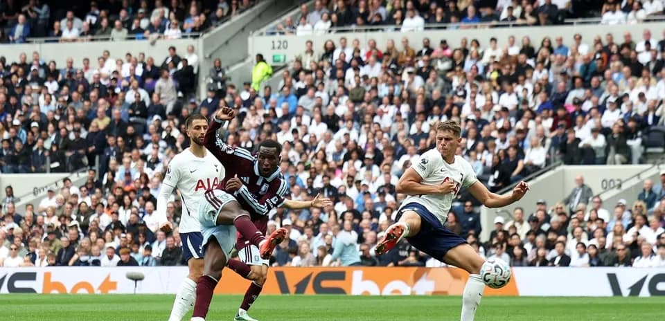 Player kicking the ball during Tottenham match
