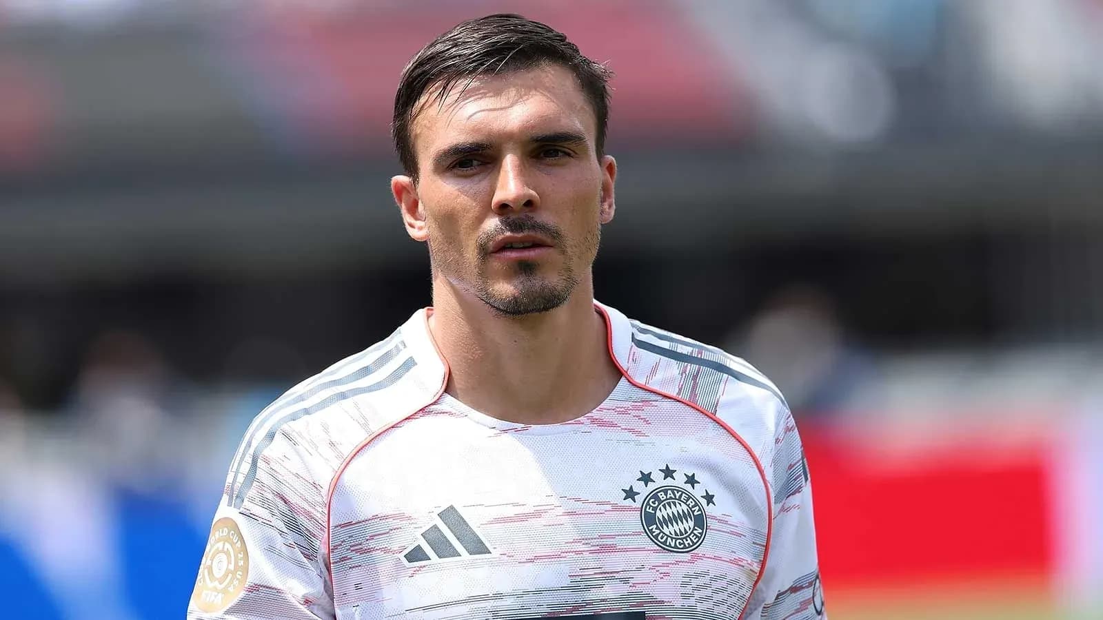 Player in Bayern Munich jersey during match warm-up