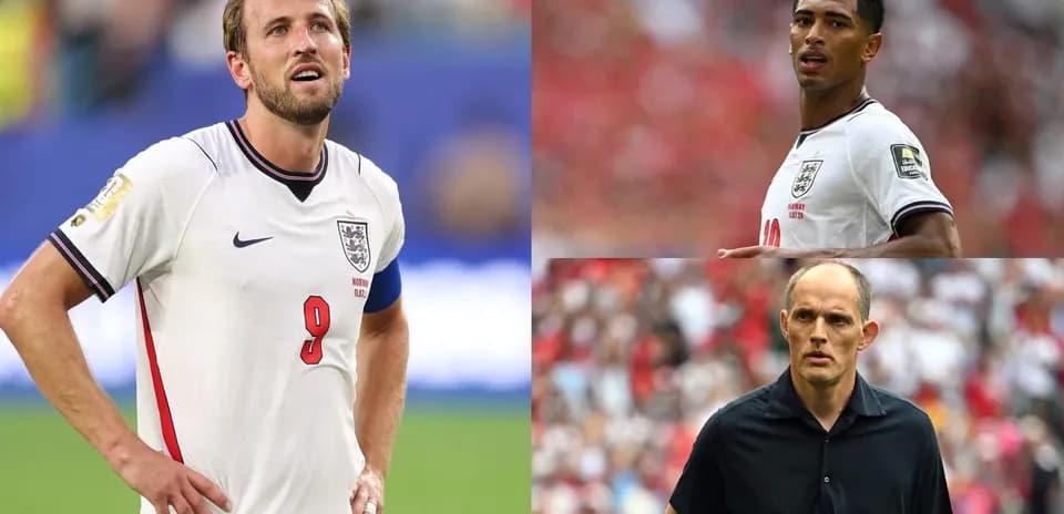 Harry Kane and Jude Bellingham during a match with coach