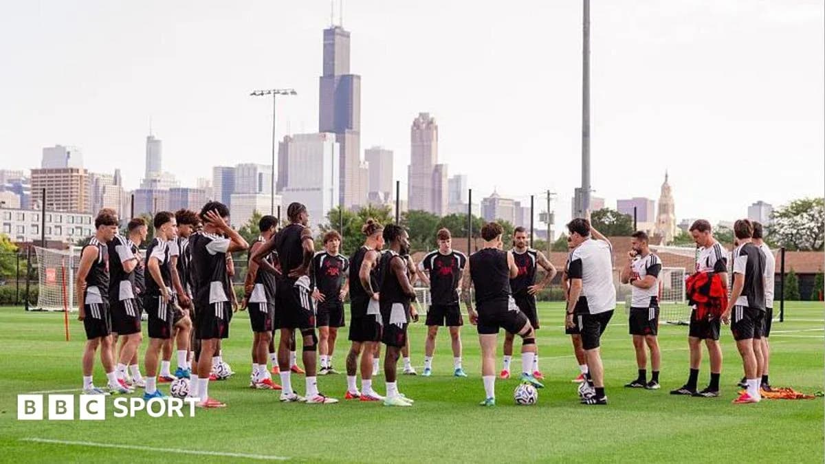 Soccer team gathered for training session outdoors