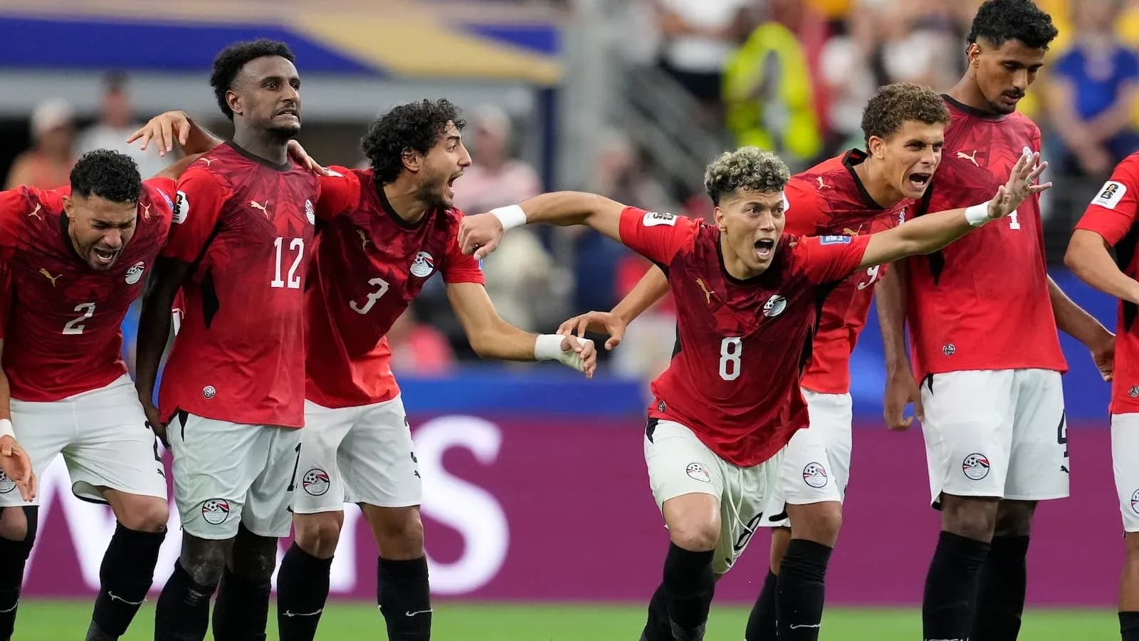 Egyptian players celebrating during a match