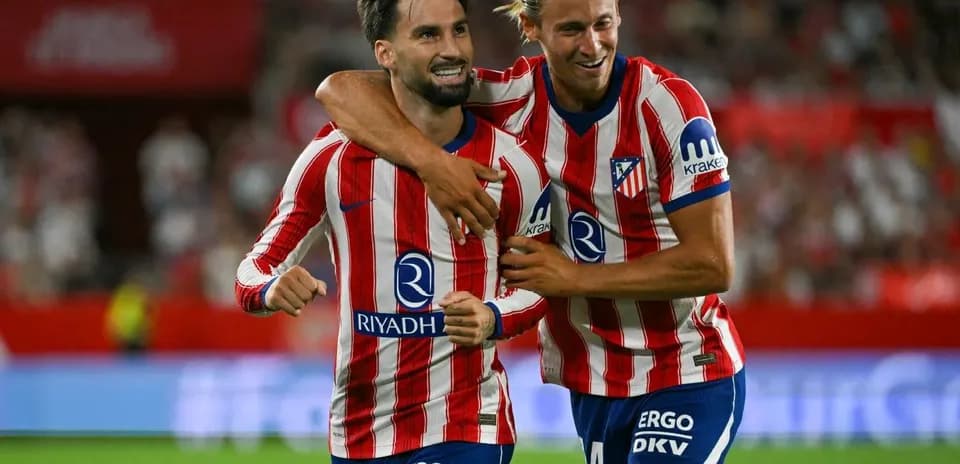 Atletico Madrid players celebrating a goal