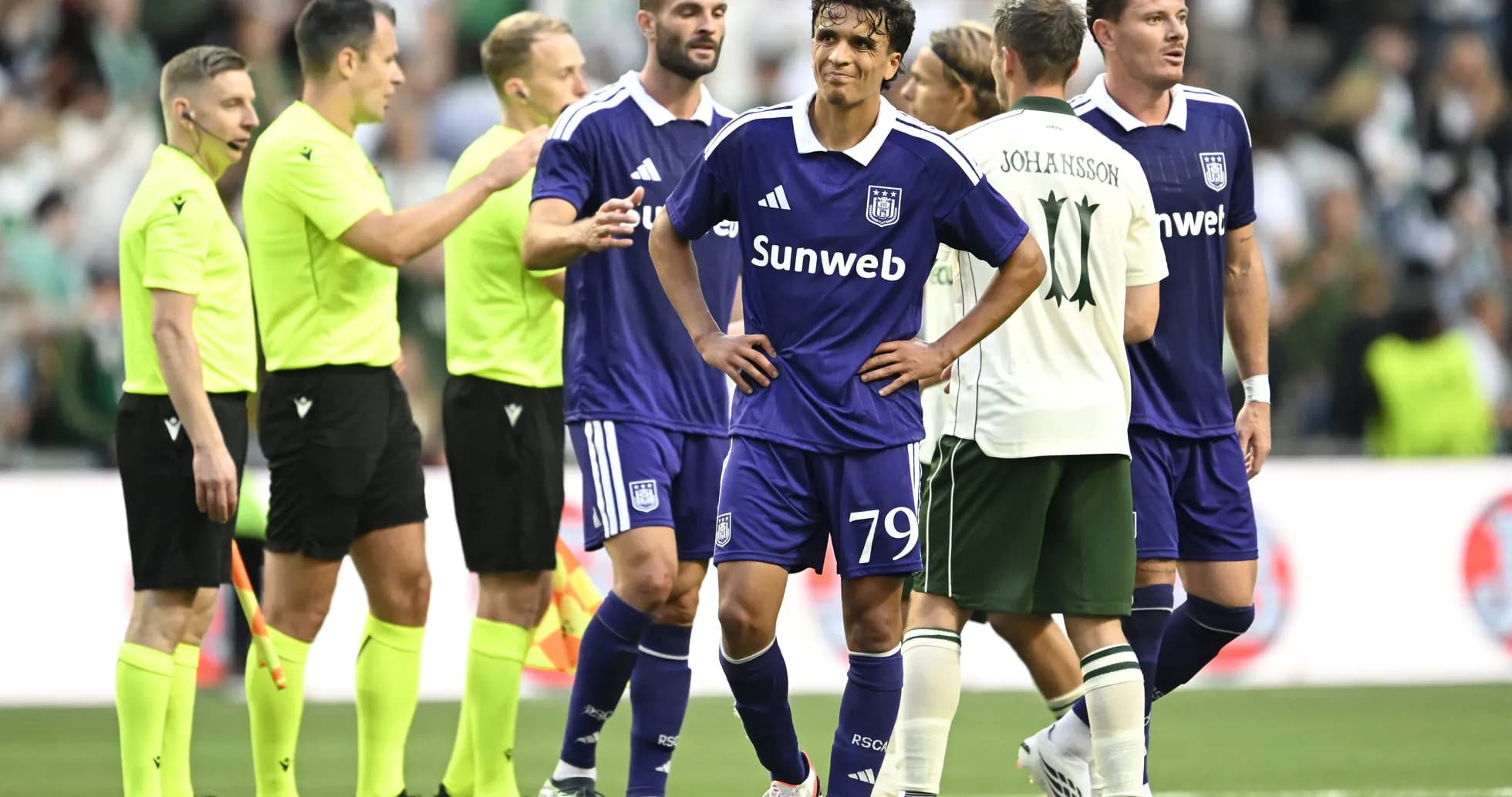 Players and referees during Anderlecht match