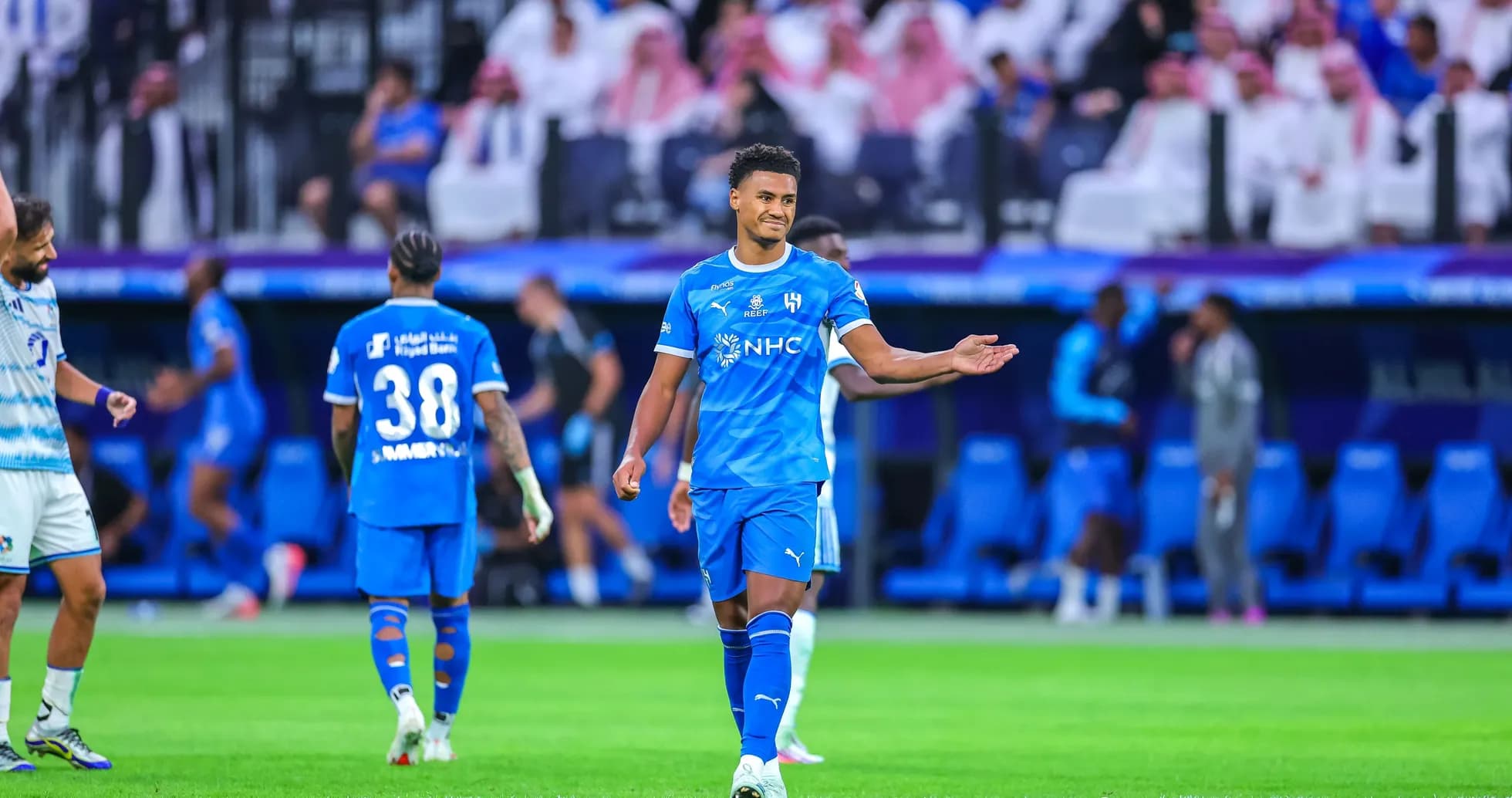 Player gesturing on the field during match