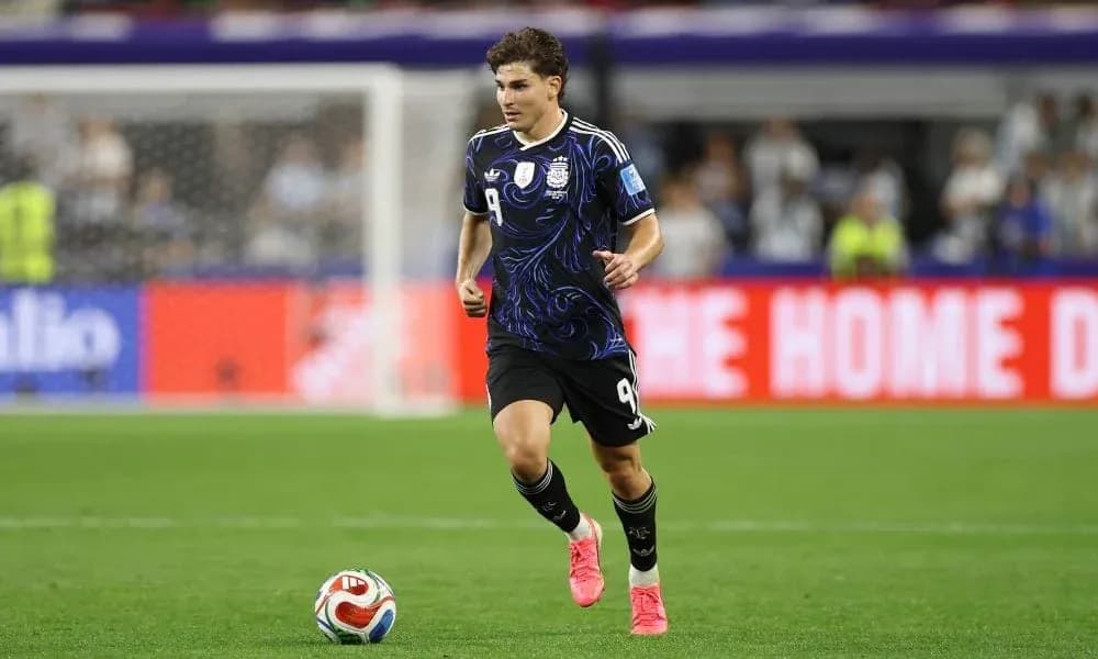 Player dribbling the ball during match on field