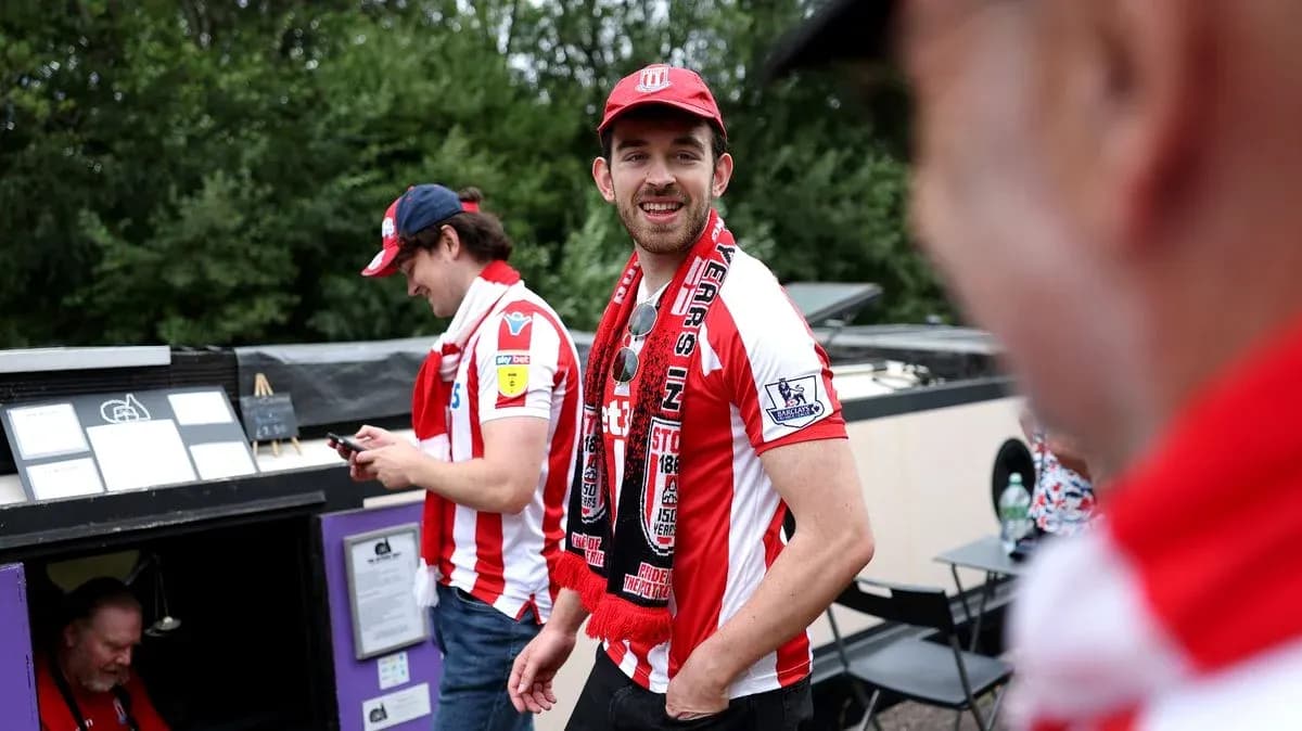 Fans in Stoke City shirts at event