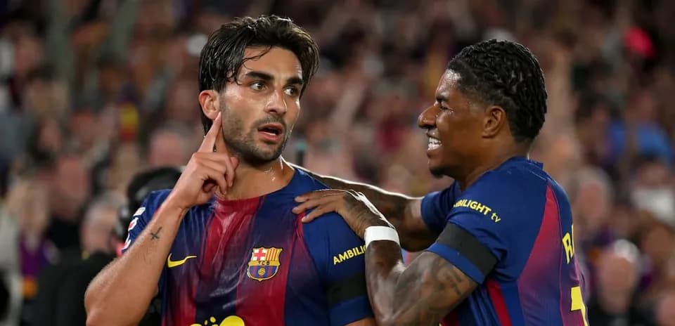 Barcelona players celebrating after a goal scored