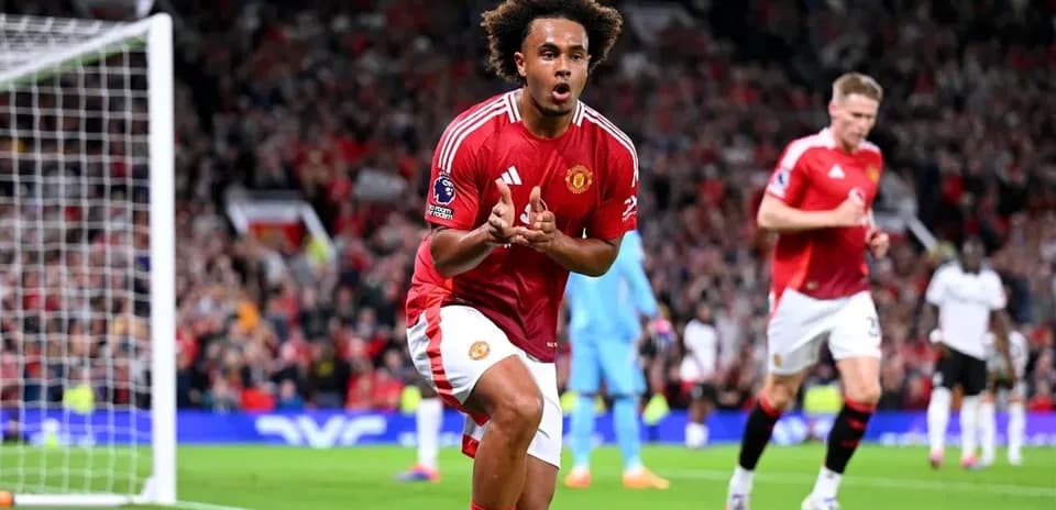 Player celebrating a goal during Manchester United match