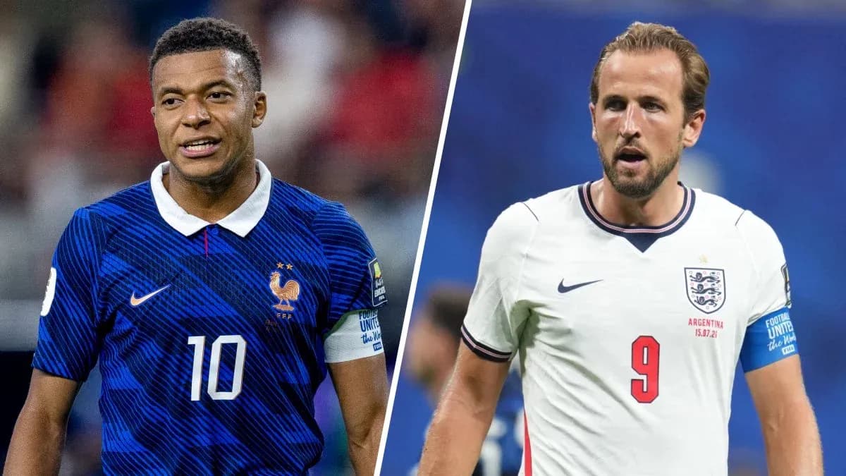Mbappe and Kane during World Cup match