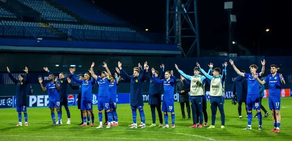 Dinamo Zagreb players celebrating after a match