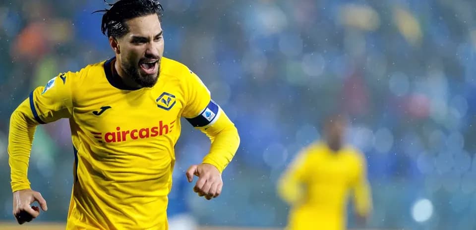 Player celebrating goal during Hellas Verona match