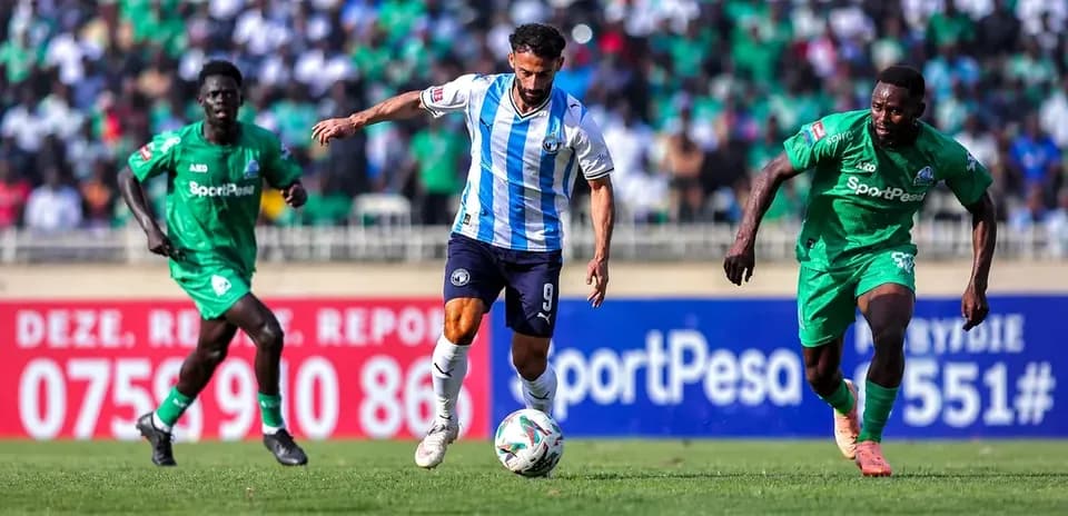 Player dribbling past defenders during match