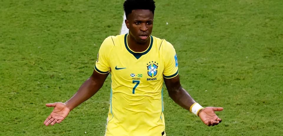 Player in Brazil jersey gesturing on the field