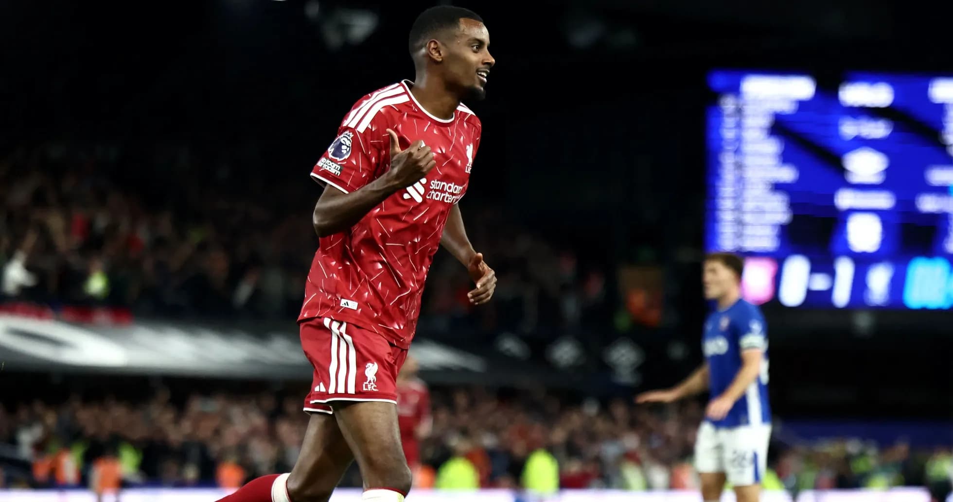 Liverpool player celebrating after scoring a goal