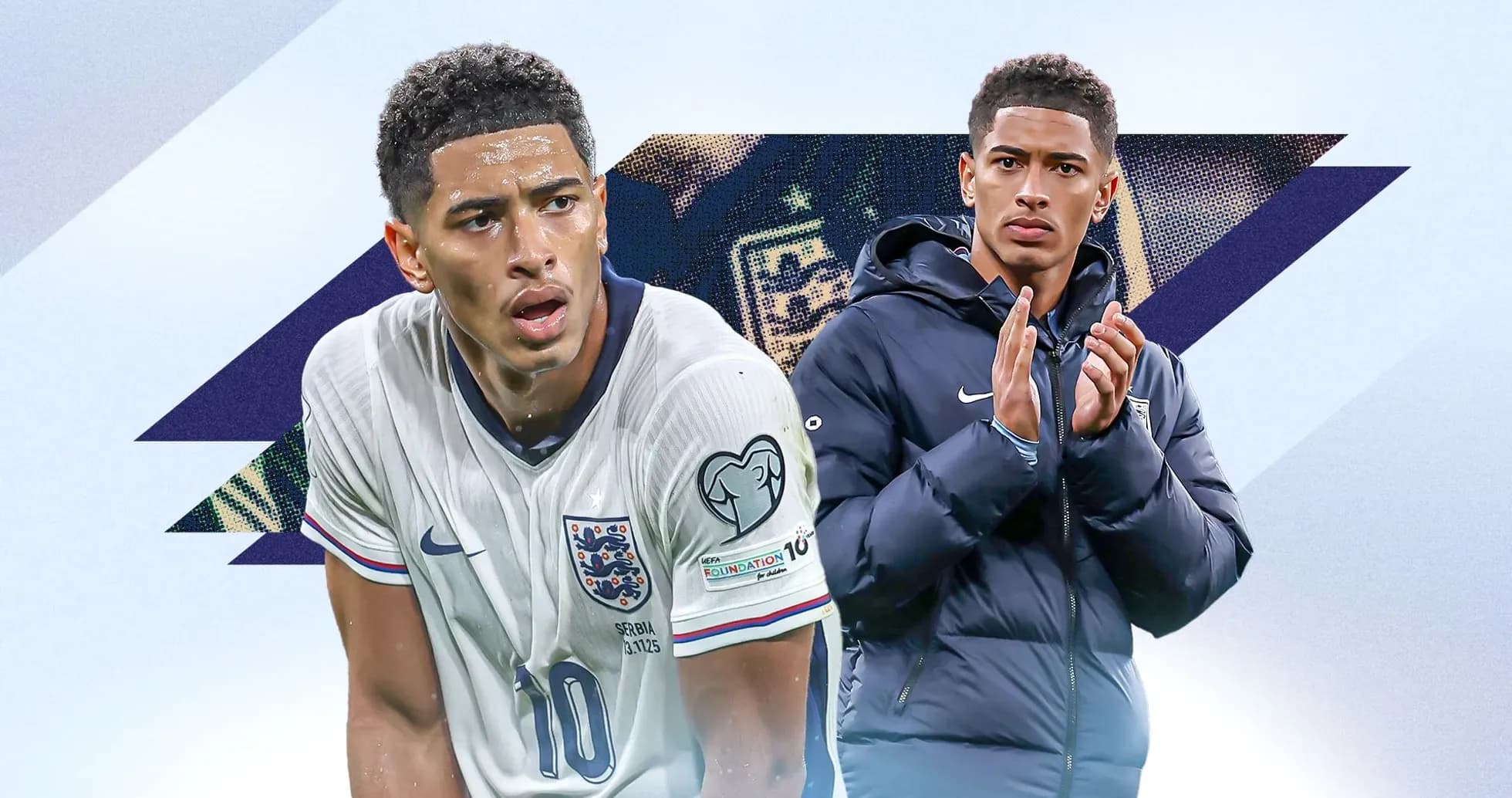 Two young football players in England kit