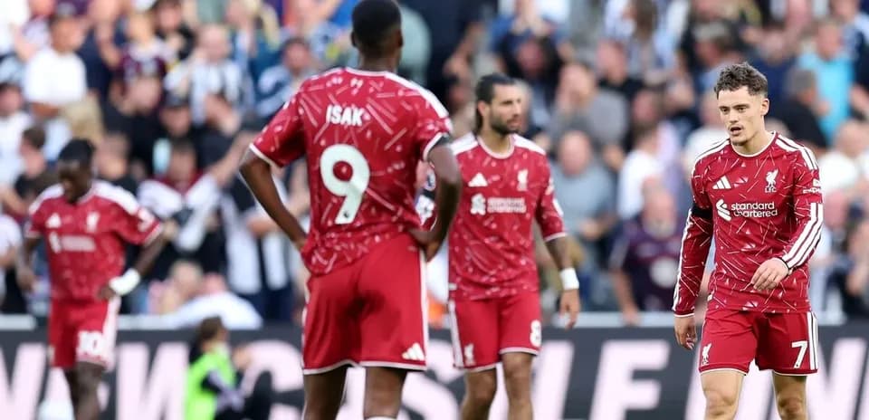Liverpool players reacting during a match against Newcastle