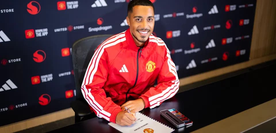 Player signing contract at Manchester United signing event