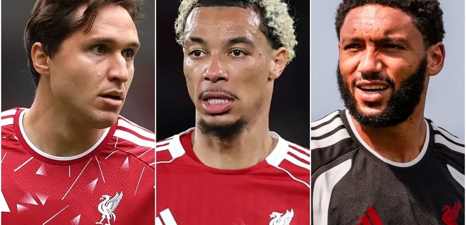 Three Liverpool FC players in team jerseys