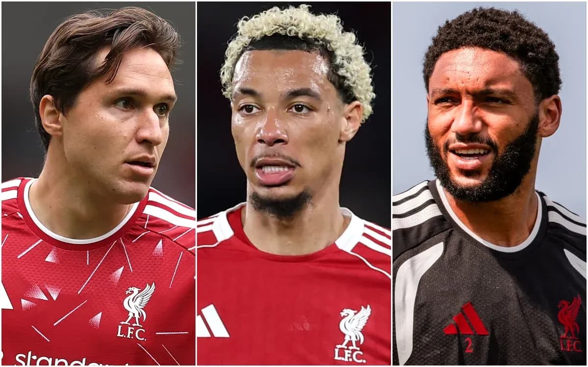 Three Liverpool FC players in team jerseys