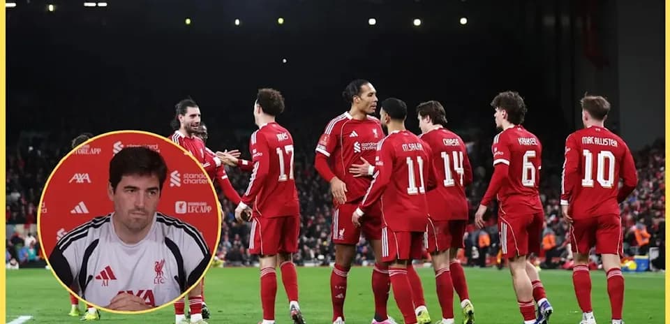 Liverpool players celebrating a goal during match