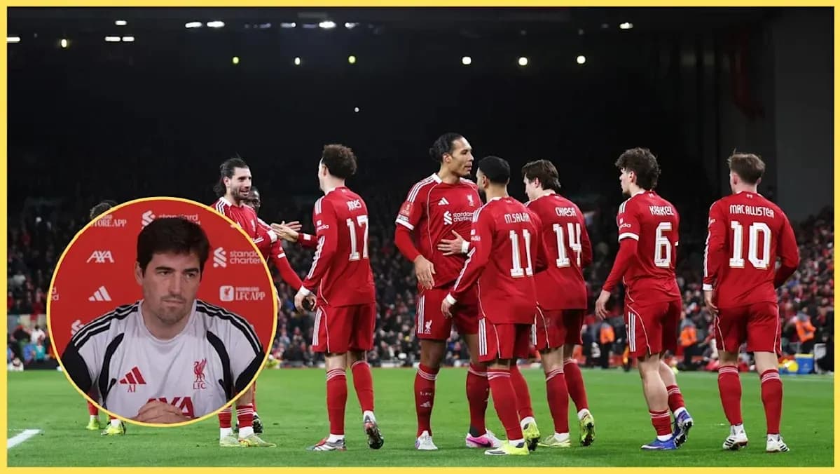 Liverpool players celebrating a goal during match