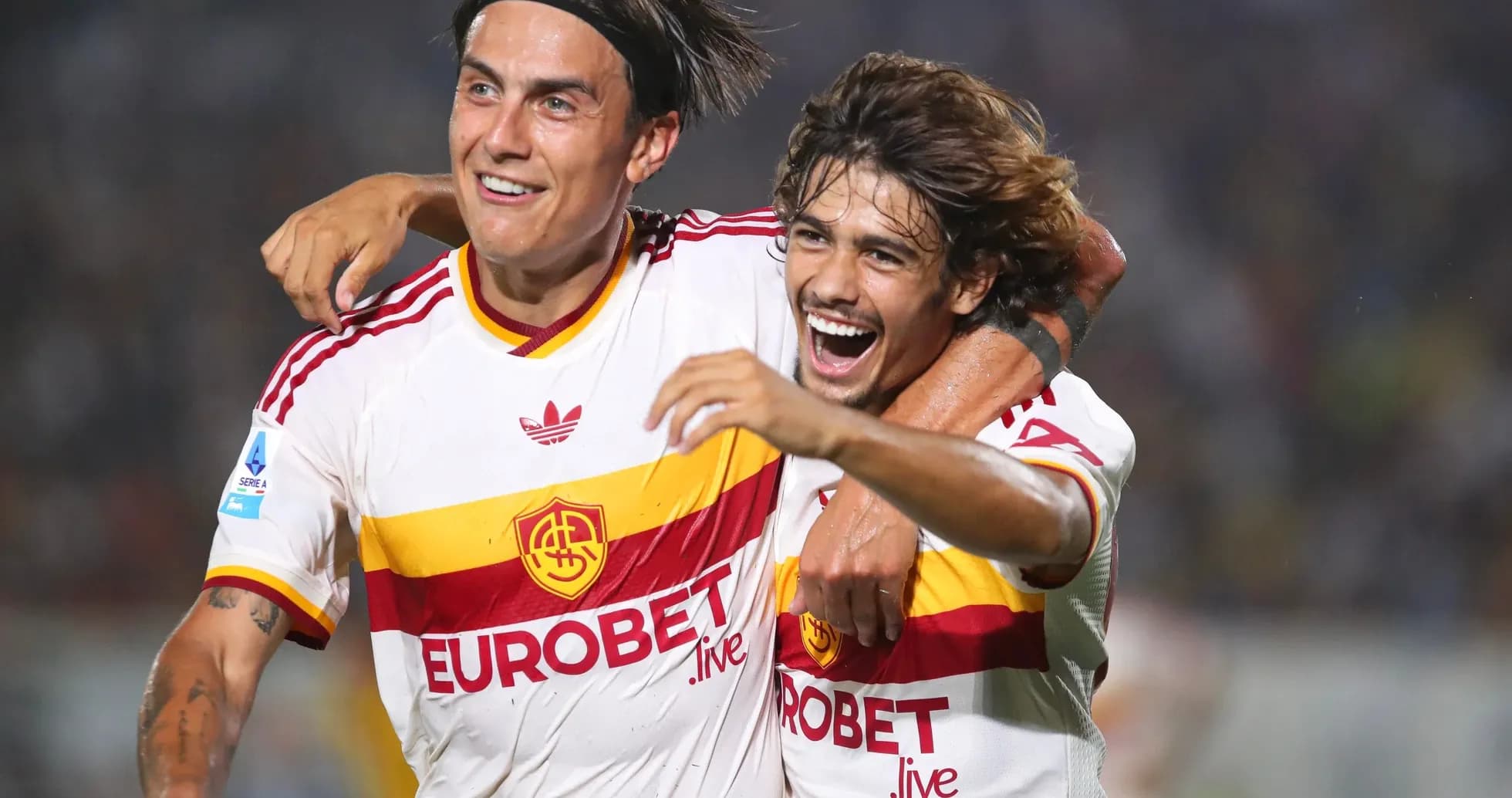 Players celebrating a goal for AS Roma