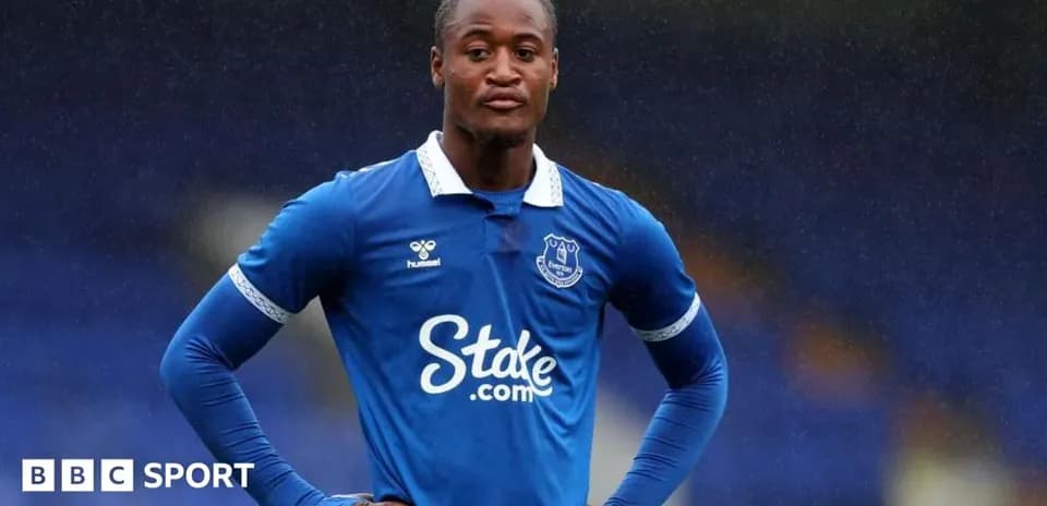 Everton player standing on the pitch in blue kit