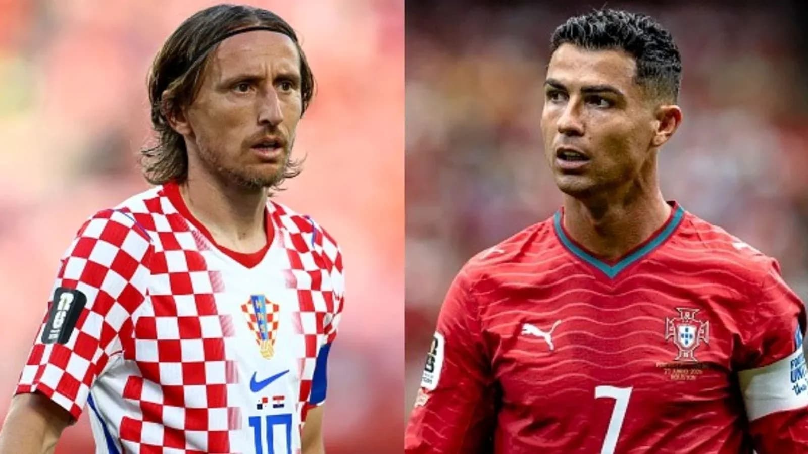 Luka Modric and Cristiano Ronaldo facing each other