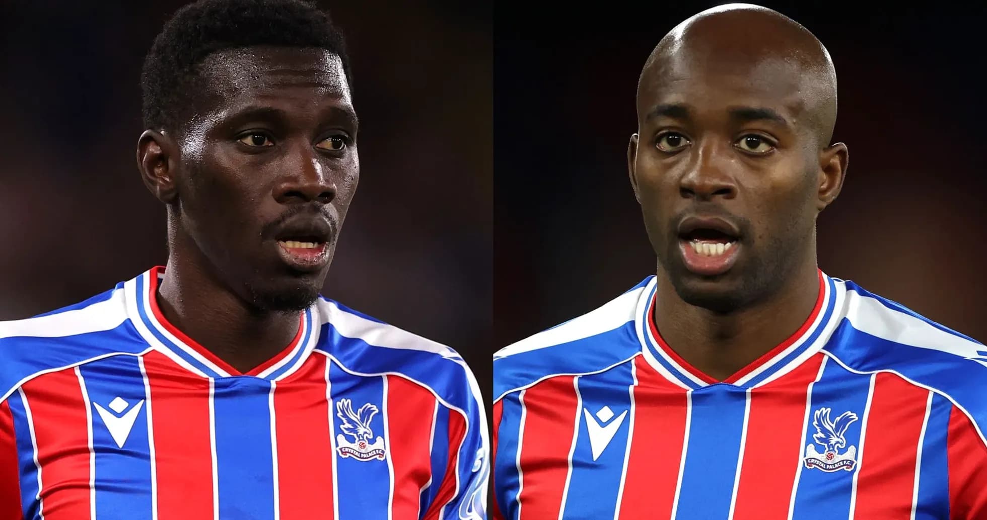 Two Crystal Palace players during a match close-up