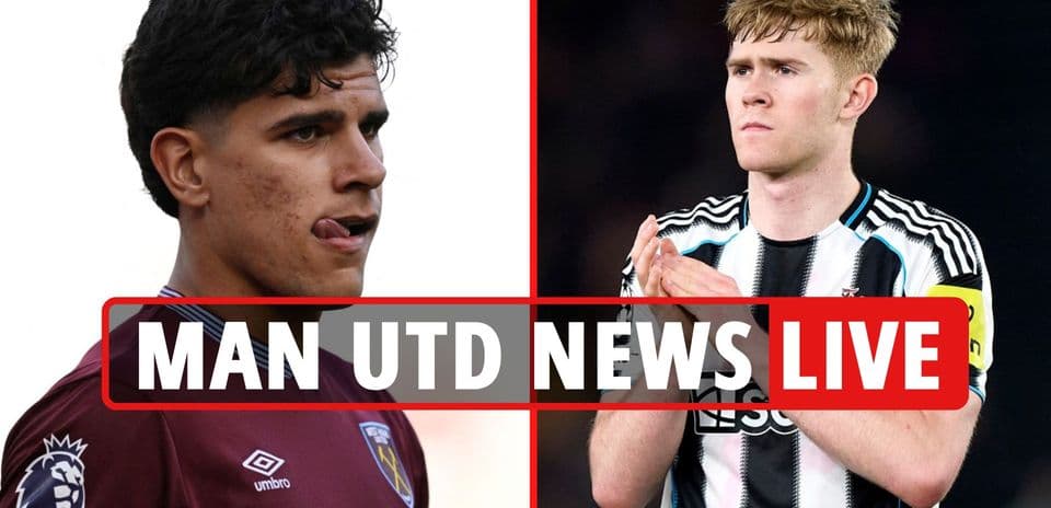 Two football players from different teams with news banner