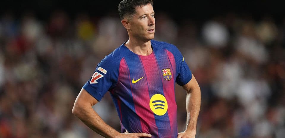 Player in Barcelona jersey during match moment